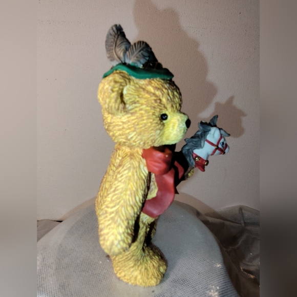1995 BC Bronson Collectibles| Brown Bear With Feather Hat Riding a Toy Horse - Picture 6 of 7